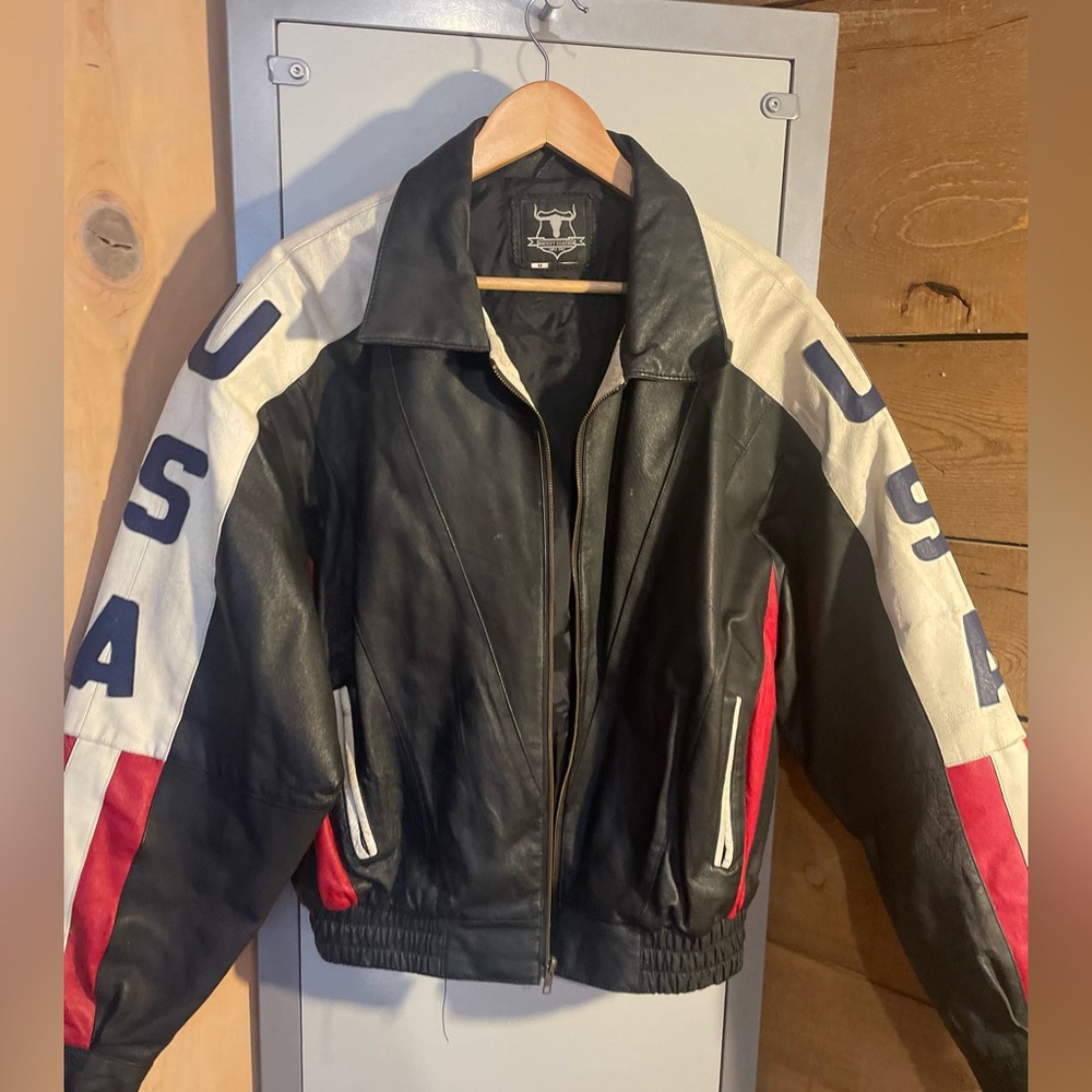 ONE OF A KIND authentic leather USA jacket!